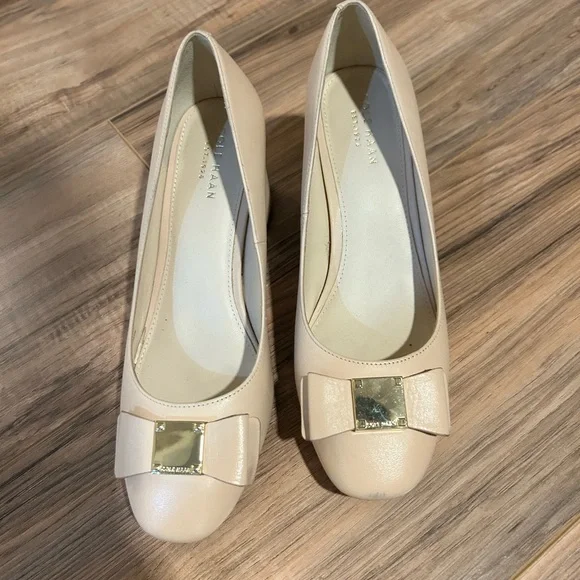 Cole Haan Women's Tan Peep Toe Flats - Picture 3 of 8